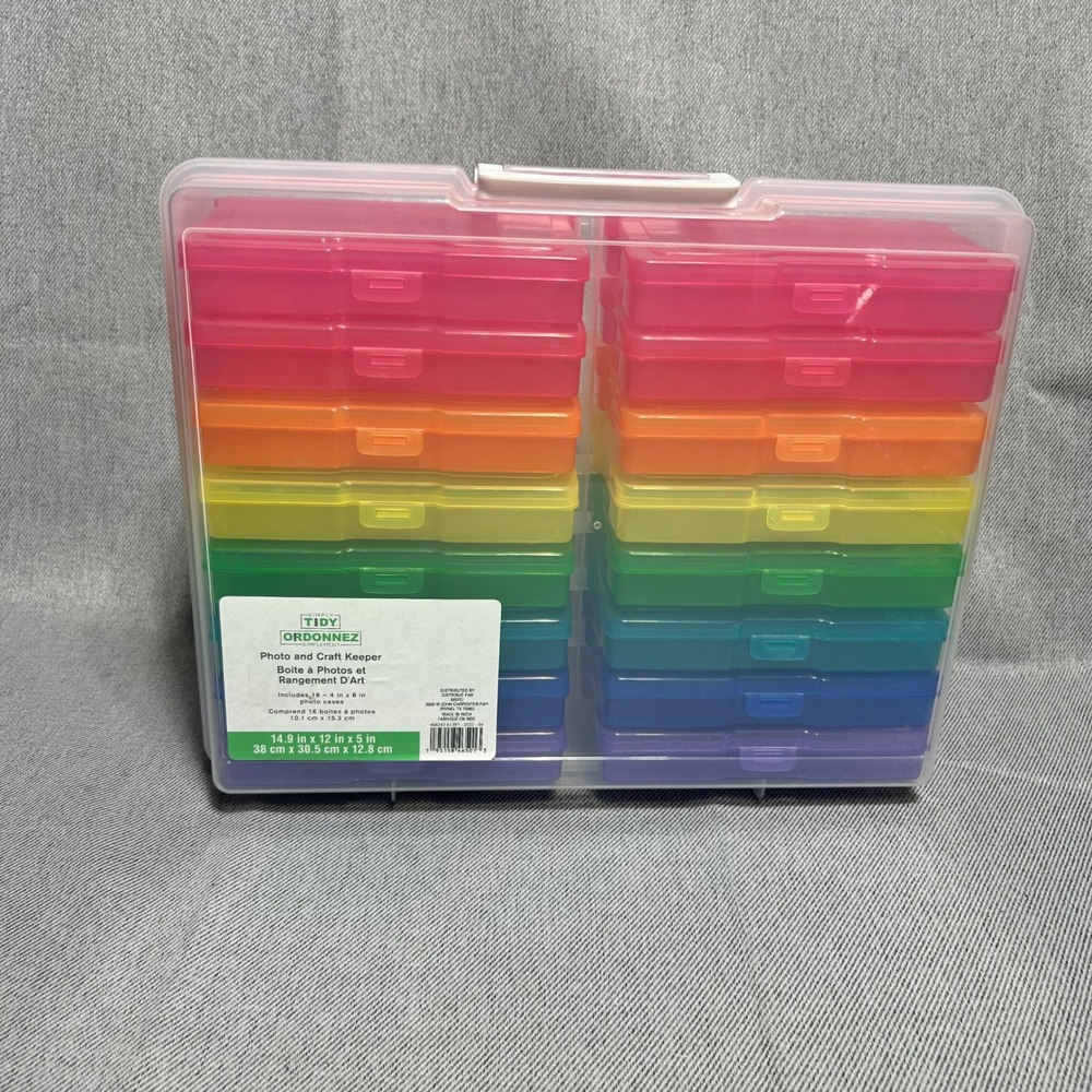 Simply Tidy Photo and Craft Keeper 16 Case Rainbow Storage Box 4x6 Organizer